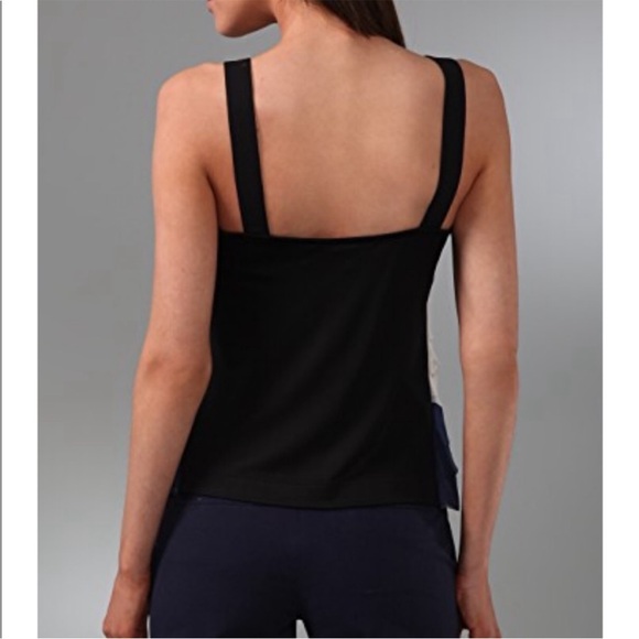 Diane von Furstenberg Gianna Ruffle Sleeveless Tank Top White Blue Size 4 - Picture 2 of 11